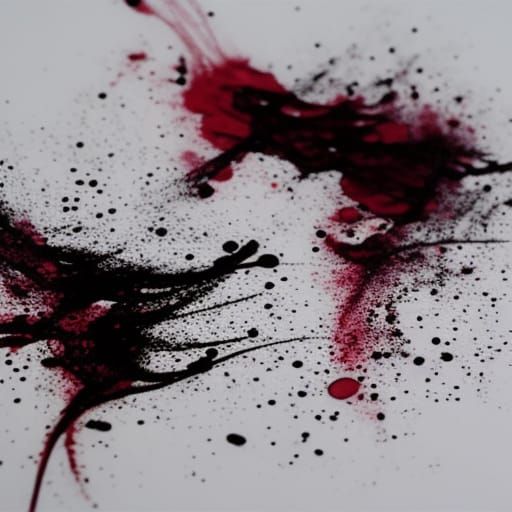 ink blotted parasite lady falls-black ink splashes-white ink...