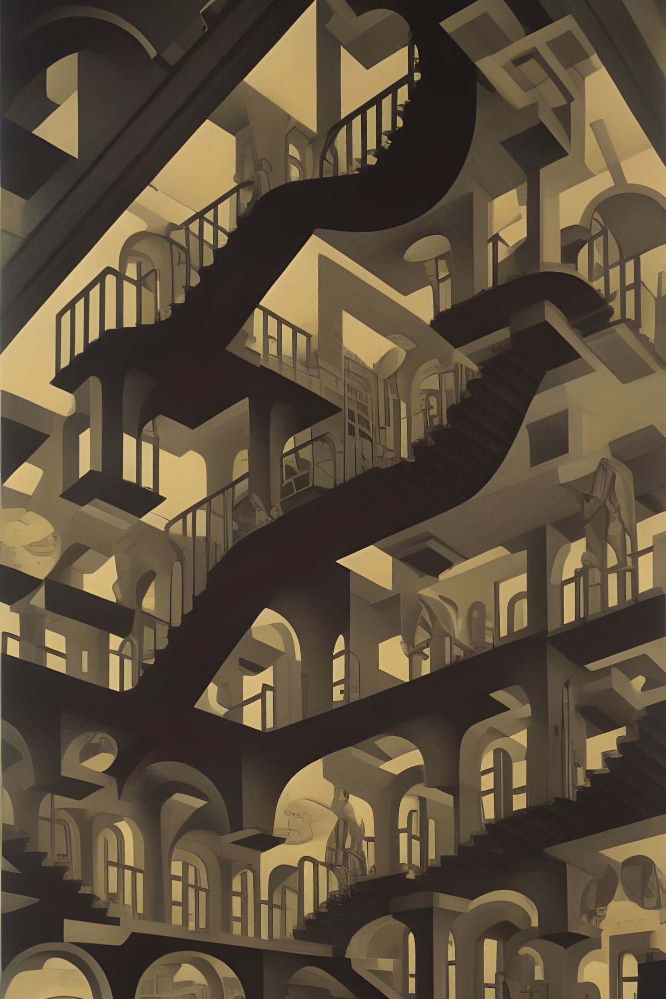 Relatively (1953) MC Escher, Ascending And Descending Into Transverse ...