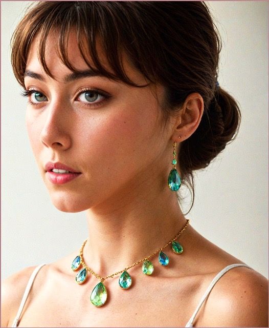 briolette cut gemstone necklace and earrings (1)