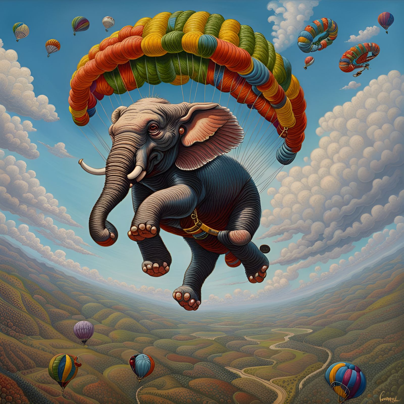 Elephant Skydiving  by @Zardoz