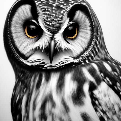 B&W owl drawing #8 - AI Generated Artwork - NightCafe Creator