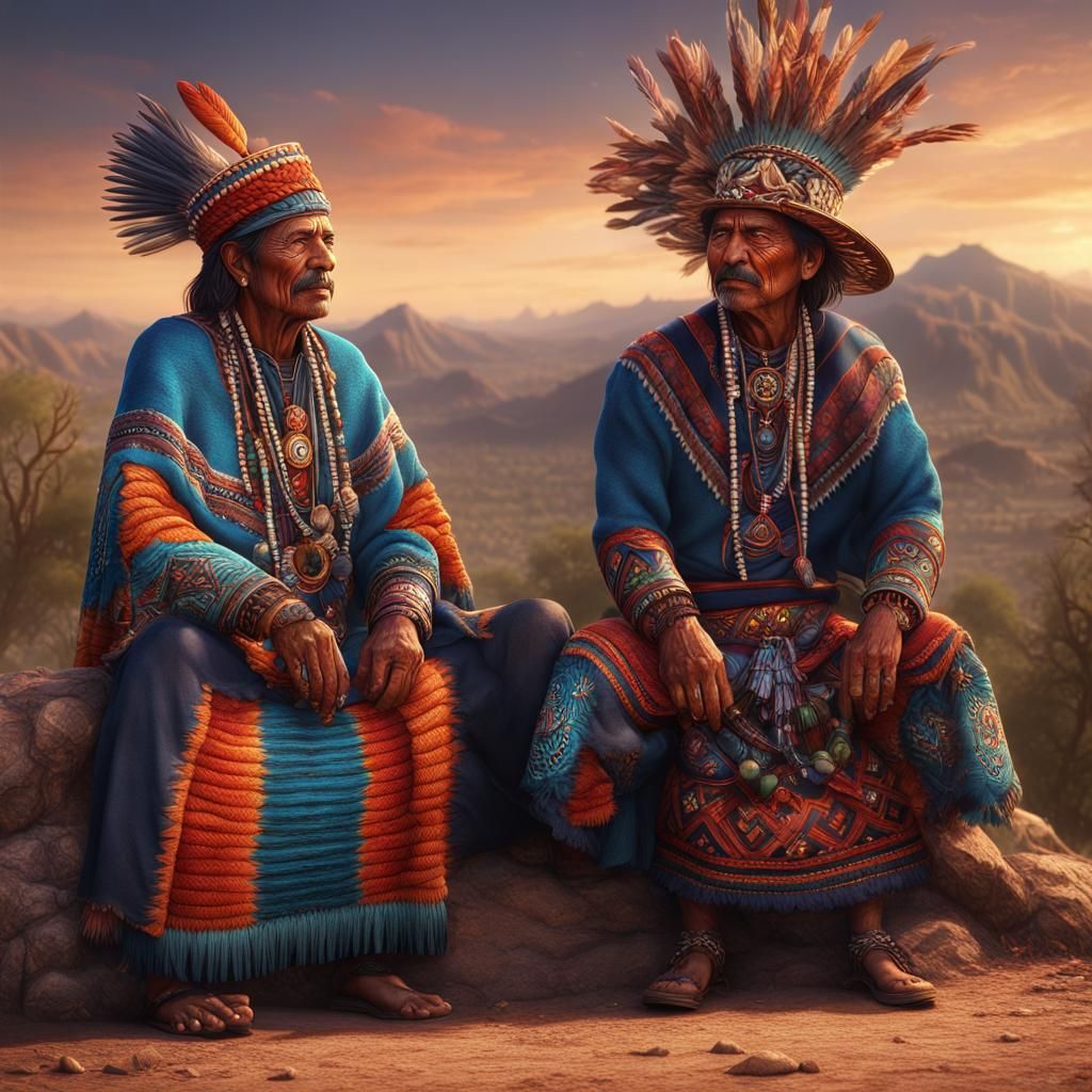 Cora Huichol Native handsome men talking in Northern Mexico. - AI Generated  Artwork - NightCafe Creator