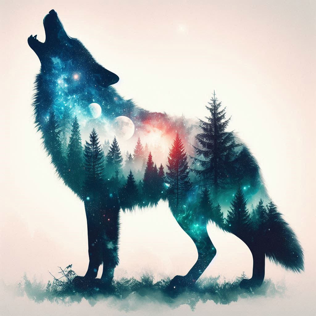 double exposure beautiful fantasy DALL-E 3 portrait landscape..