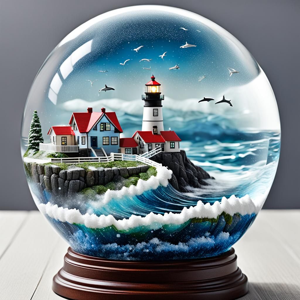 Ocean Snow Globe - Ai Generated Artwork - Nightcafe Creator