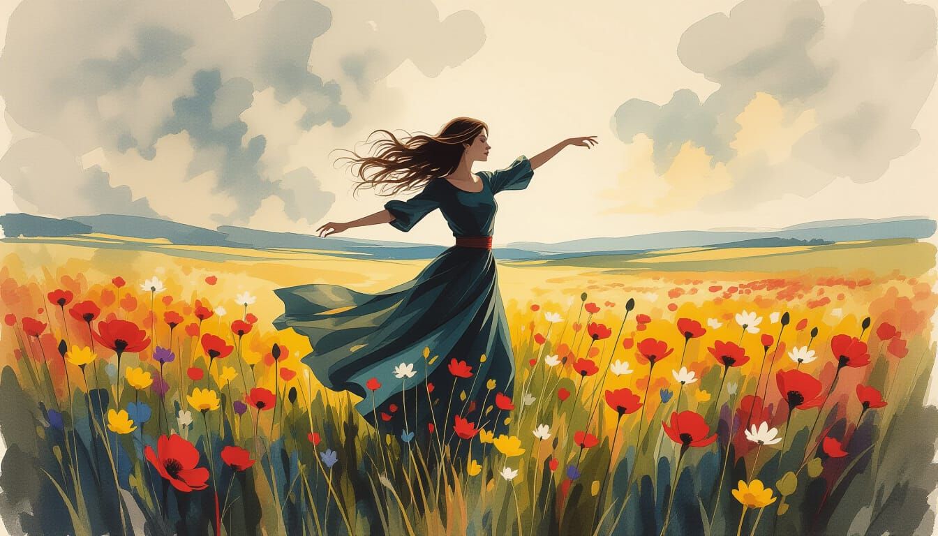 Woman dancing in the field