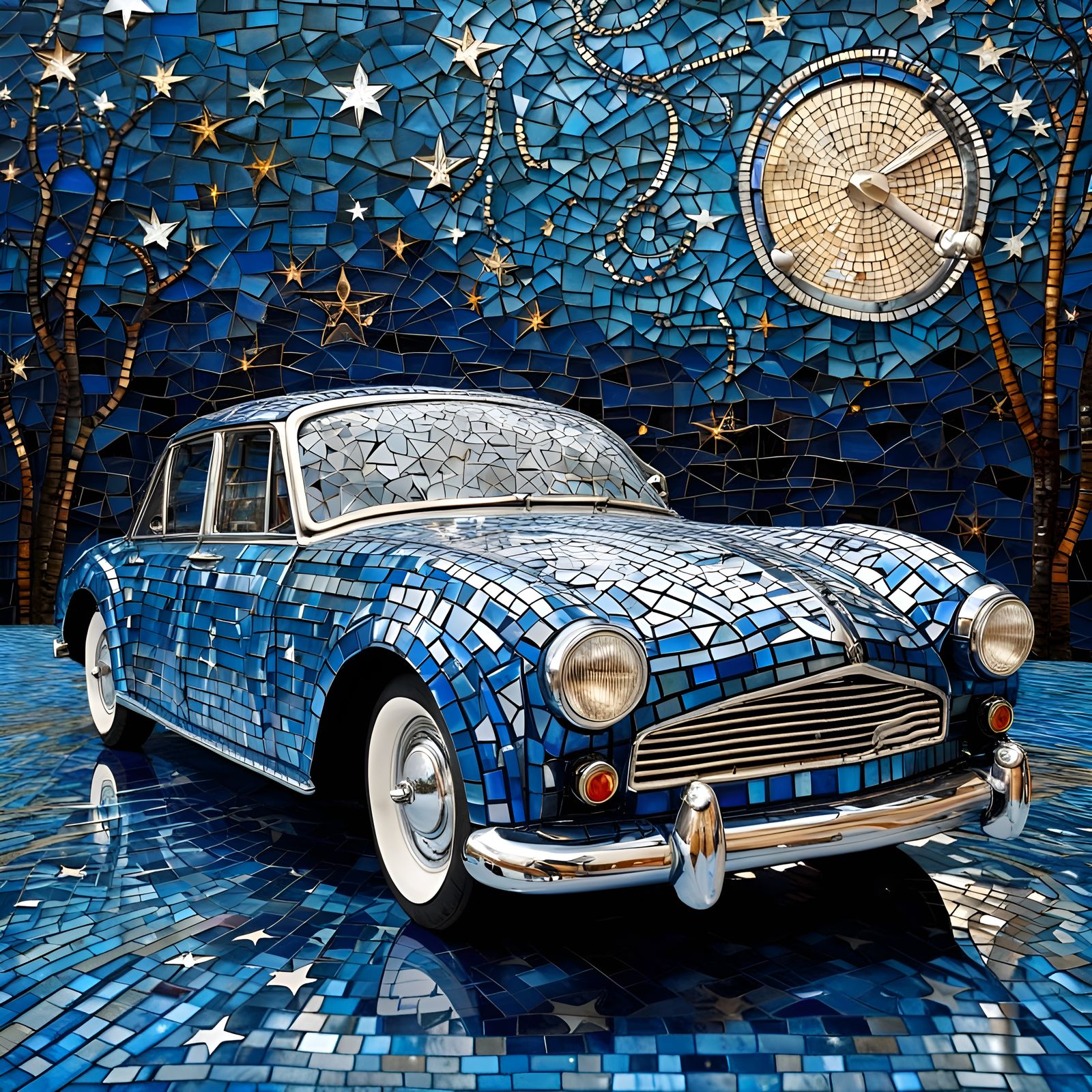 chameleon car (starry night + mosaic style)  by @Dreamstar