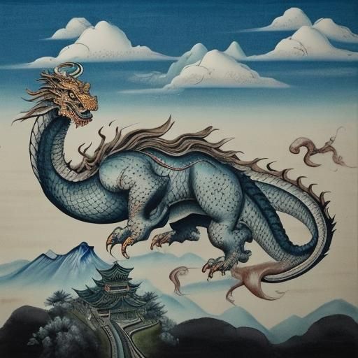 Divine Dragon in Song Dynasty Ink Painting