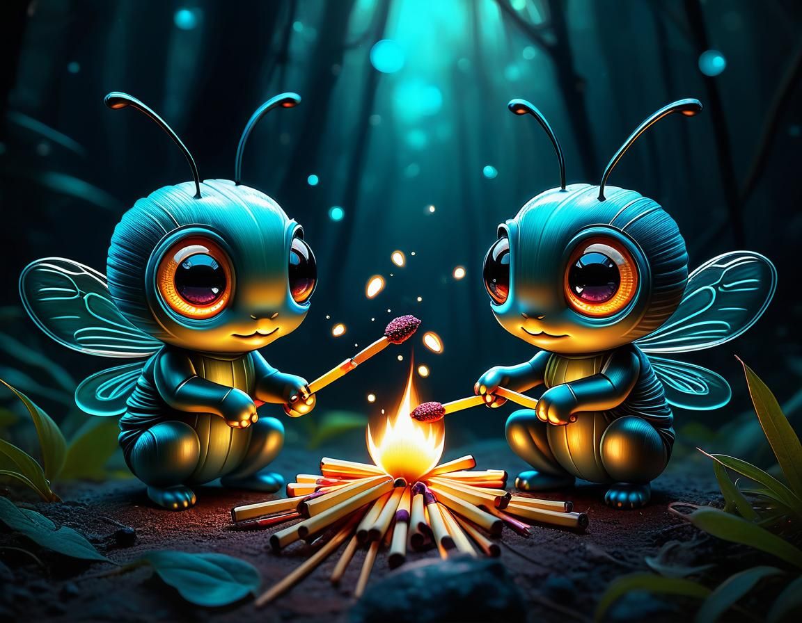 Fireflies playing with matches