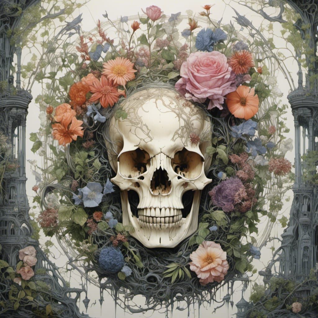 <lora:FloraFaunaSkulls:0.9> garden