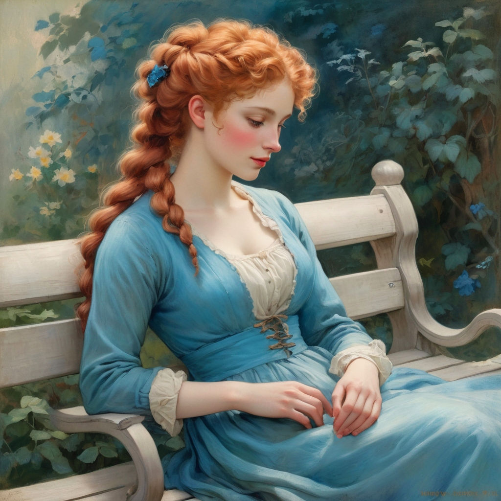 Barbara was sitting on a whitewashed garden bench. It was la...