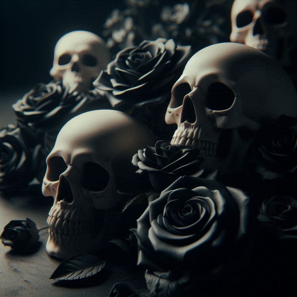 Black Rose and Skulls