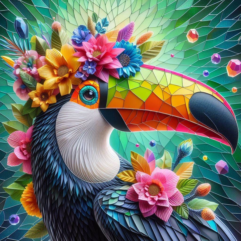 Origami and Stained glass Toucan