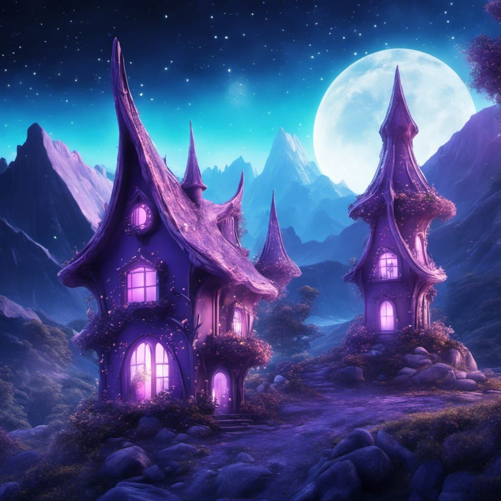 Purple fantasy fairy house
