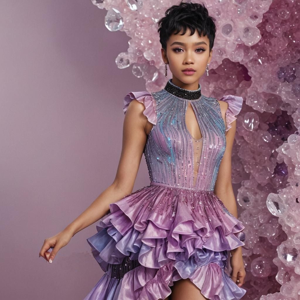 Girl with pink dress