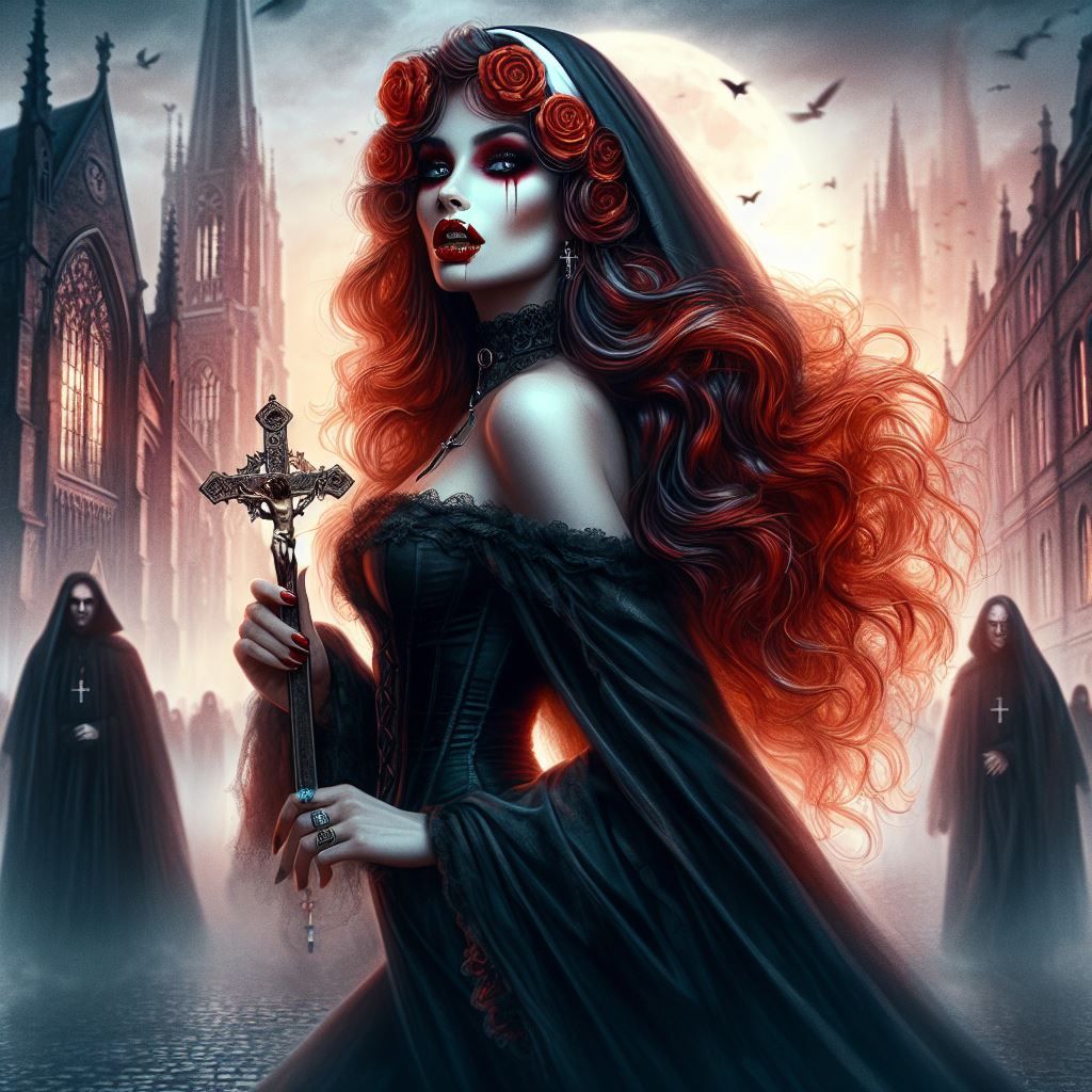 A female afraid of vampires - AI Generated Artwork - NightCafe Creator