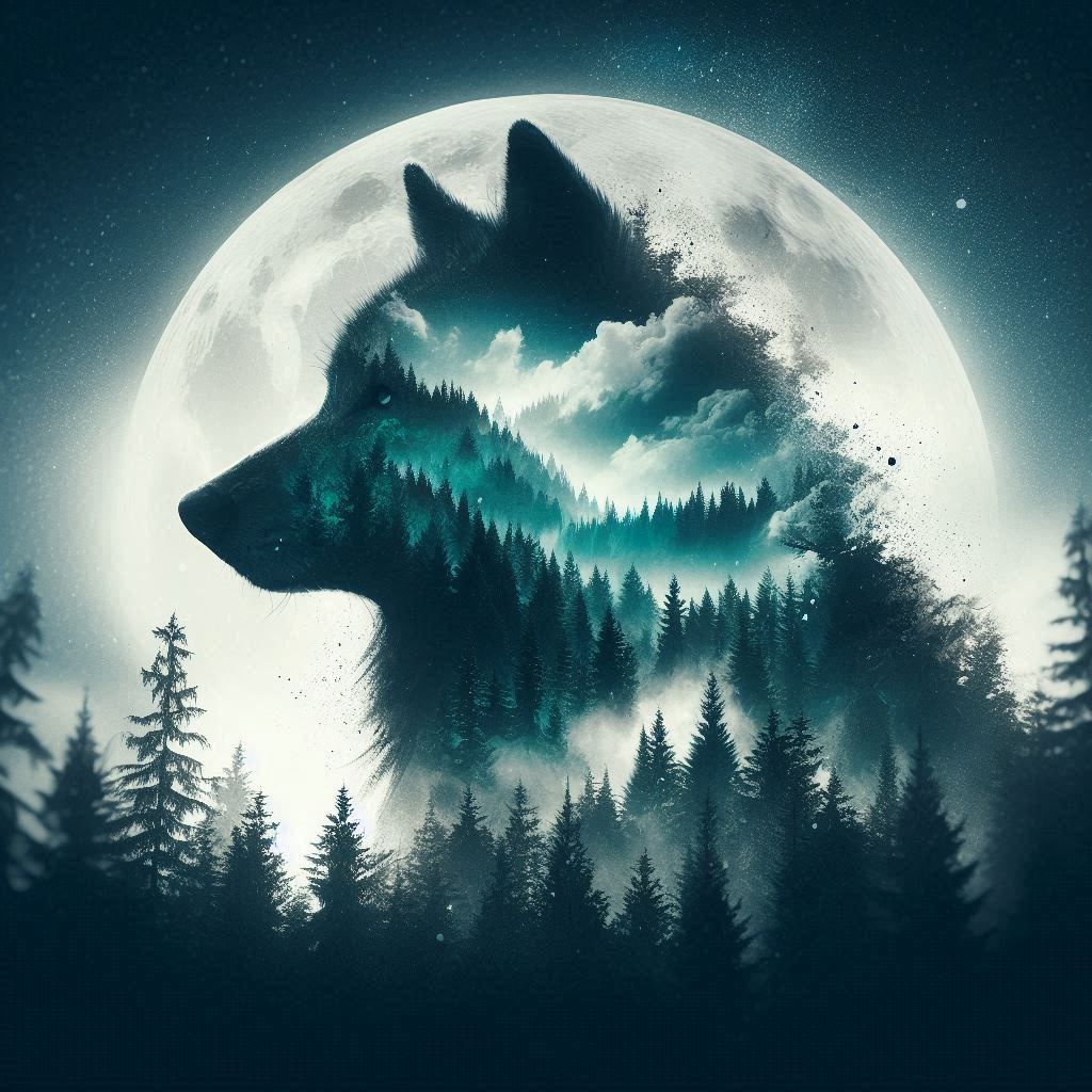 double exposure beautiful fantasy DALL-E 3 portrait landscape..