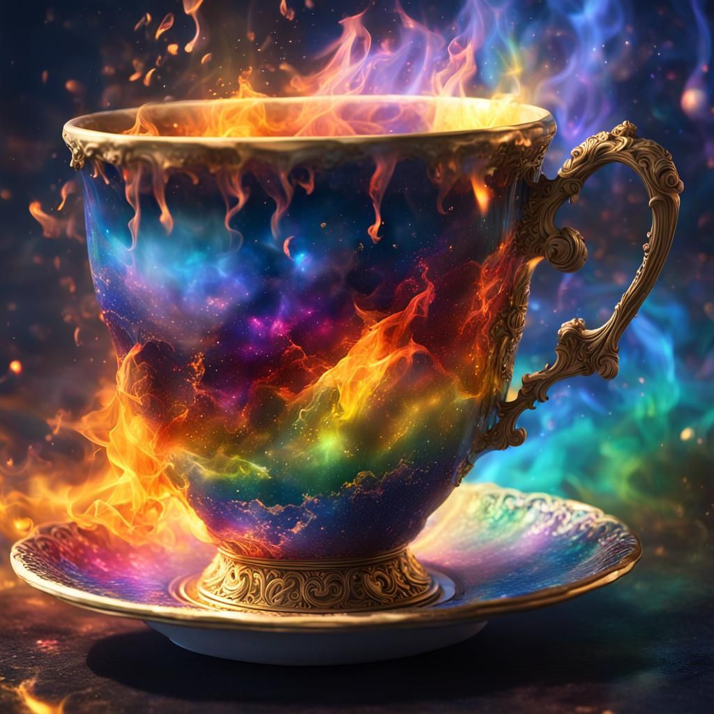 Ghilbi studio art;an epic surreal magic rainbow fire dream d...