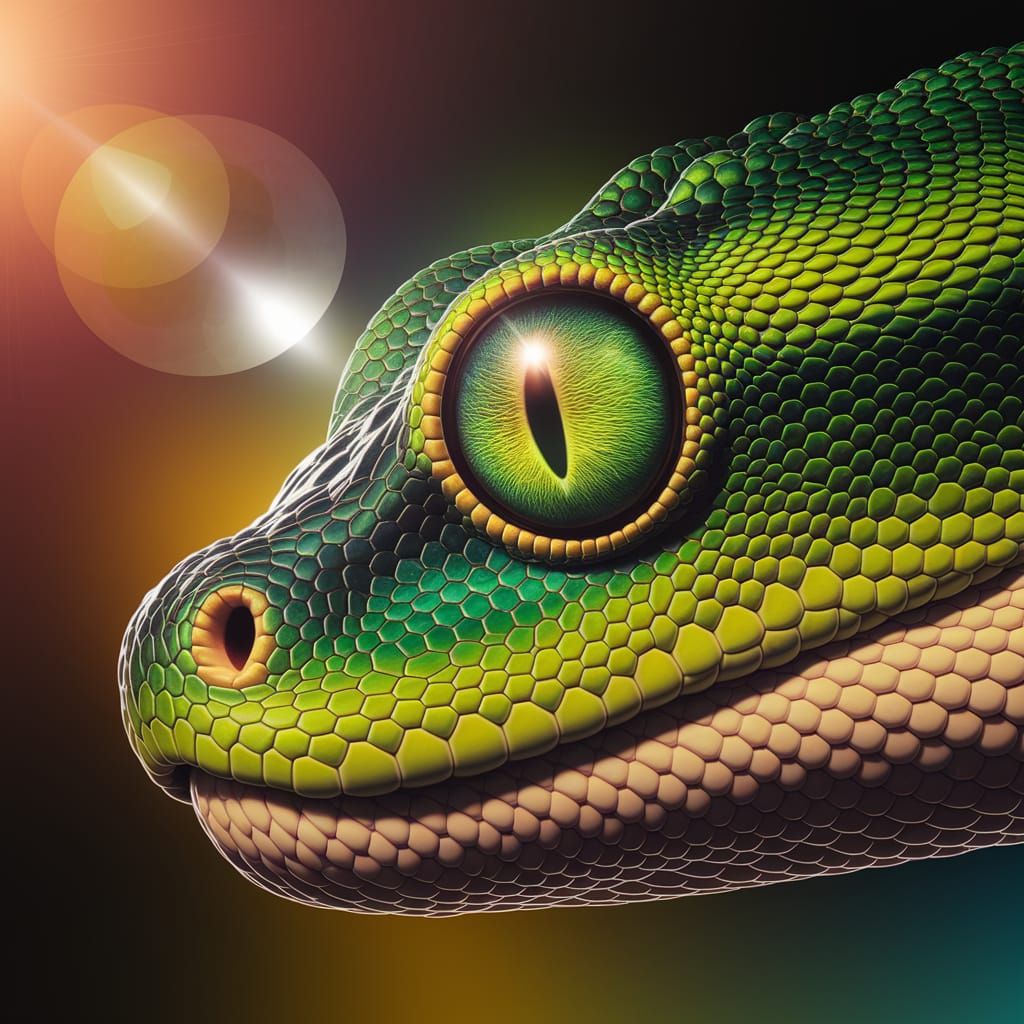 Vibrant Green Tree Python Eyes in Stunning Macro C... - AI Art