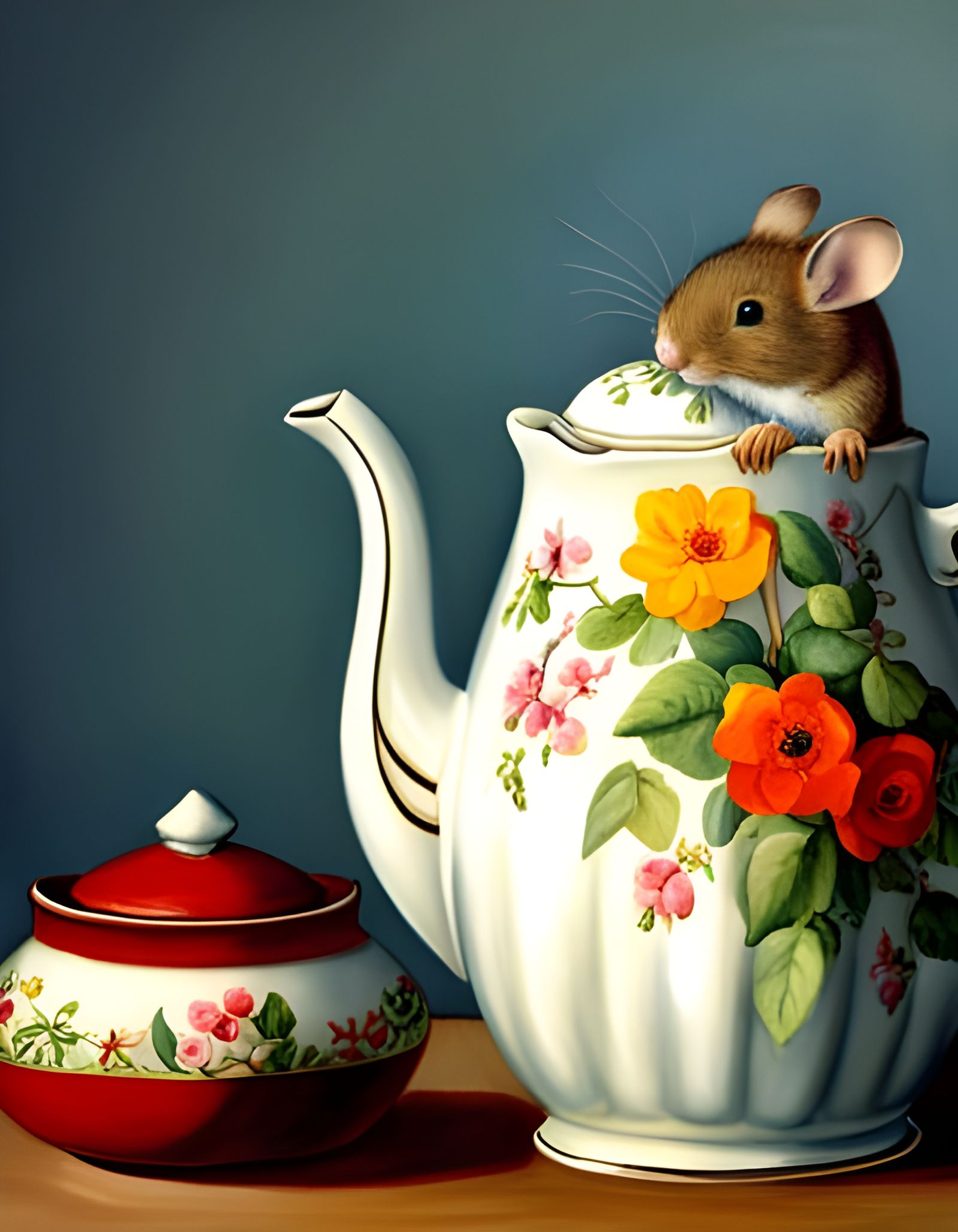 A delightful teapot and sugar bowl.  by @yellowhyena