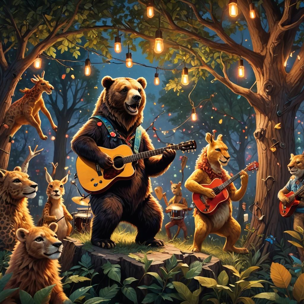 Wildlife Concert in Hyper-Realistic Style