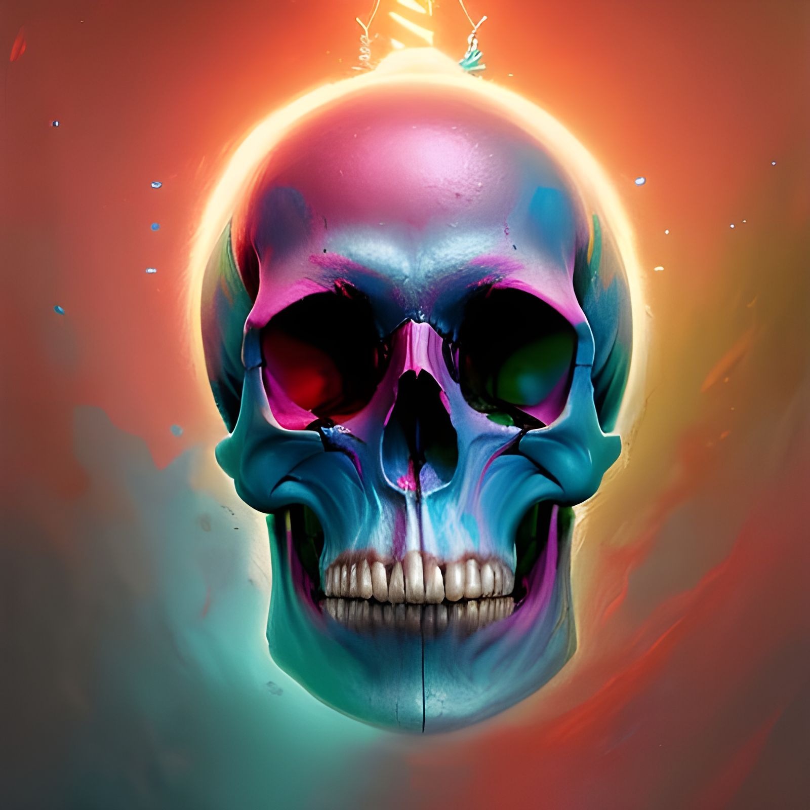 Colorful Skull Hyperdetailed Prehistoricore Concept Art