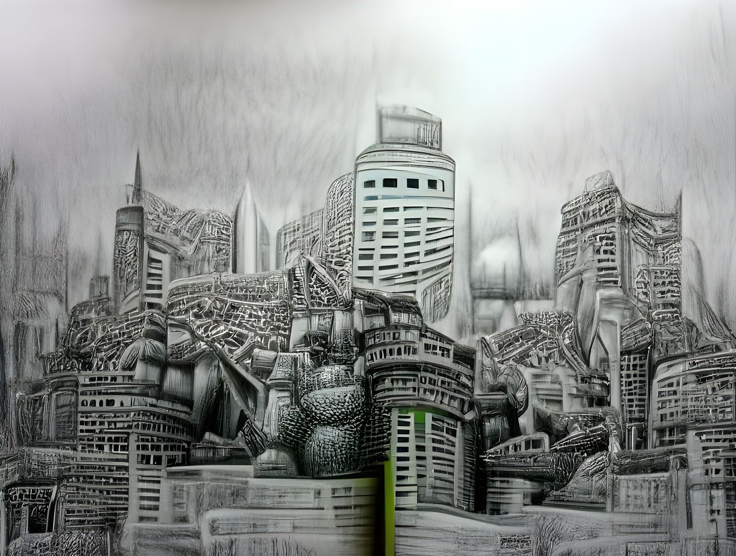 Inspired CityScape hyperdetailed drawing