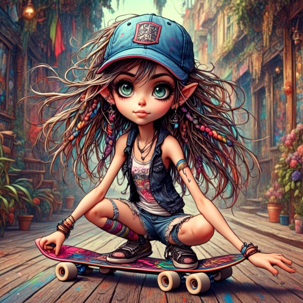 Punky Pixie Skater Girl  by @Tia