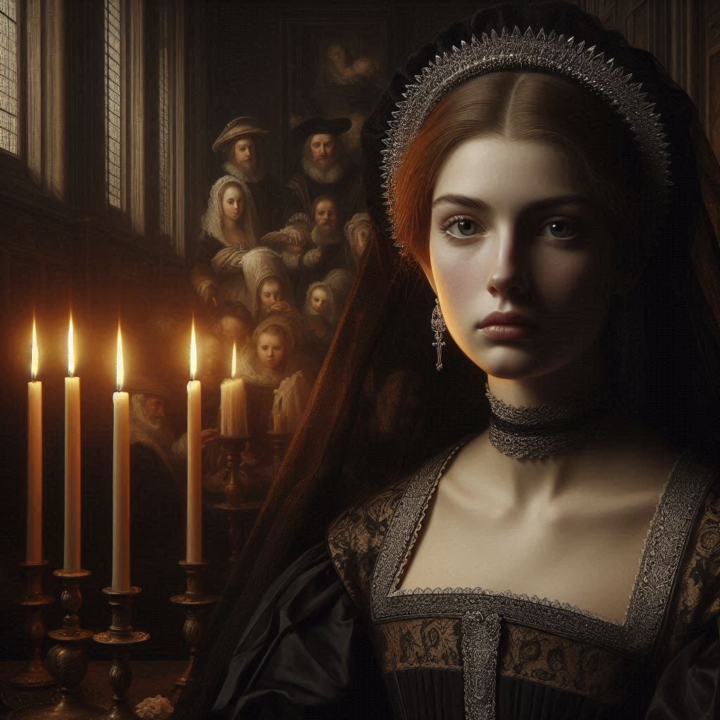 noble woman in mourning, England, 16th century