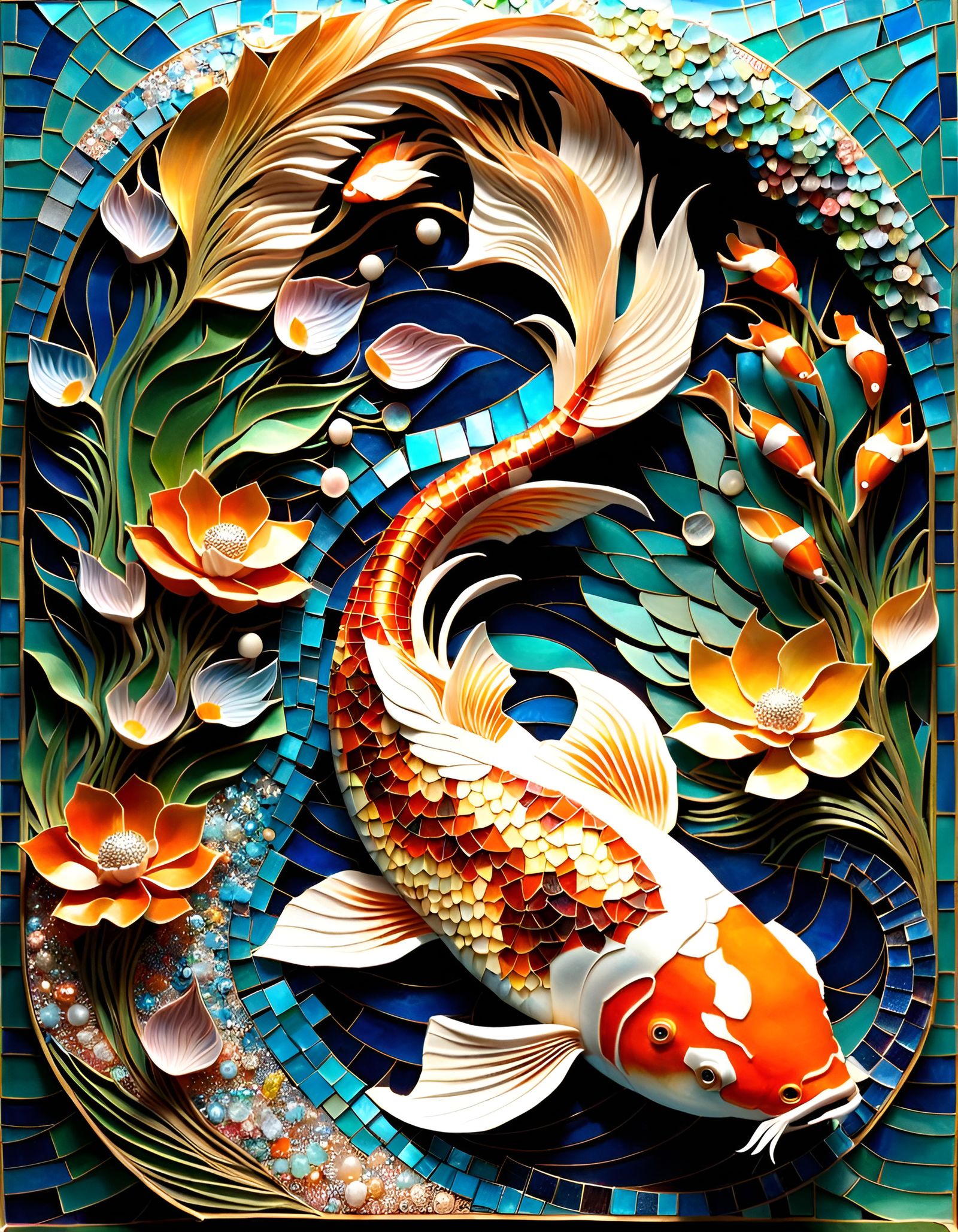 Mosaic Koi  by @Crazy Cane Corso Lady