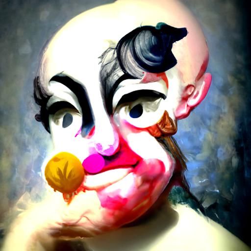 portrait of another clown in Stephen Mackey art style