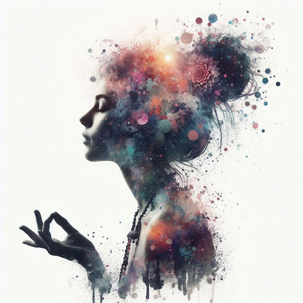 double exposure beautiful fantasy DALL-E 3 portrait landscap...