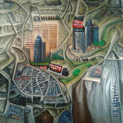 Detailed painting of the city of Atlanta