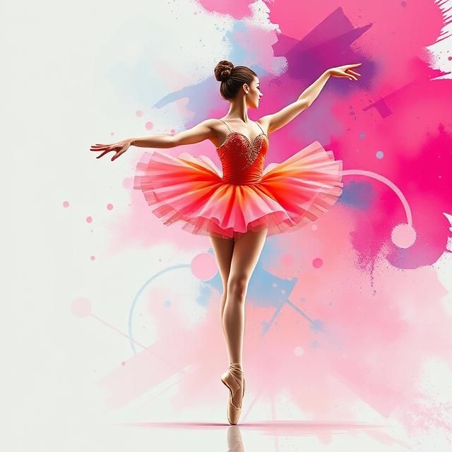 Digital illustration of a female ballet dancer in a dynamic ...