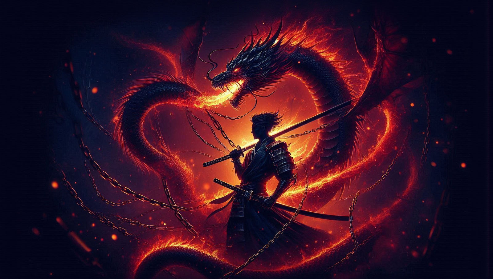 Samurai sword spirit fire