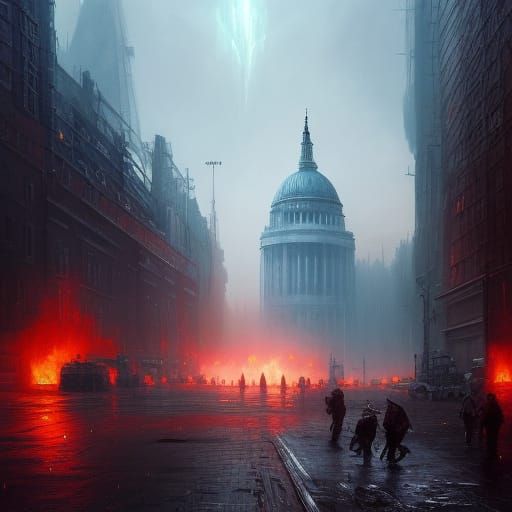Nuclear explosions destroy London
