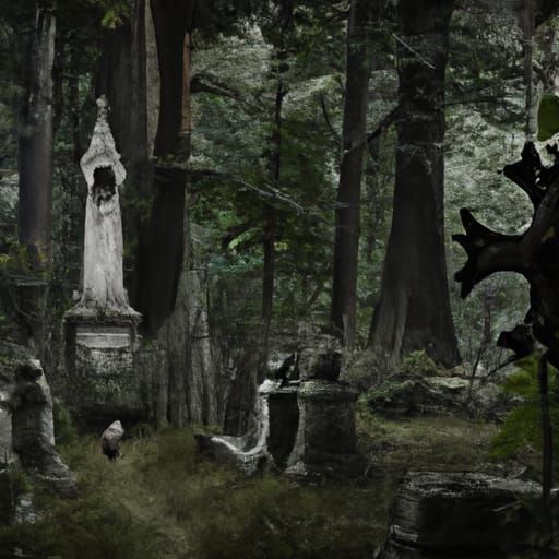 Old haunted cemetery in the woods