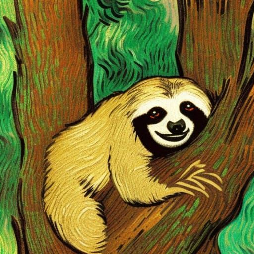 Sloth Hugging a tree - AI Generated Artwork - NightCafe Creator