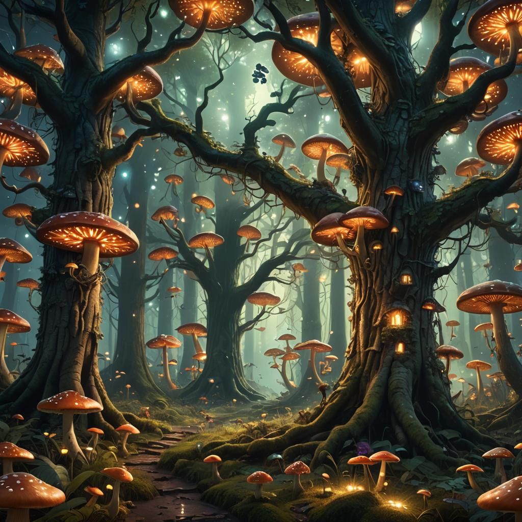 Mystical Forest with Giant Tree, Matte Painting