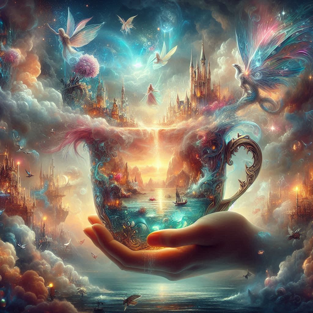 „Eine Tasse voller Magie: Wo Drachen tanzen, Feen flüstern und Träume im Dampf erwachen“  by @bedisi yseven