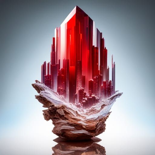 An intricate hyperdetailed very shiny red crystal shard, ver...