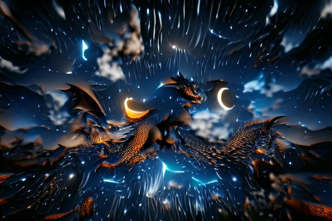 Dragons in the night sky Unreal Engine 8k resolution 8K 3D