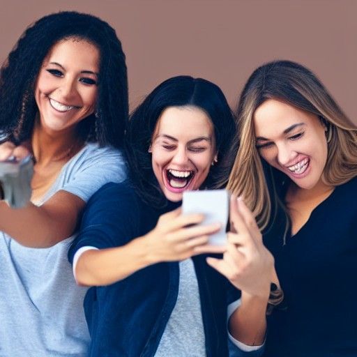 Friends Taking a Selfie: Photorealistic Image