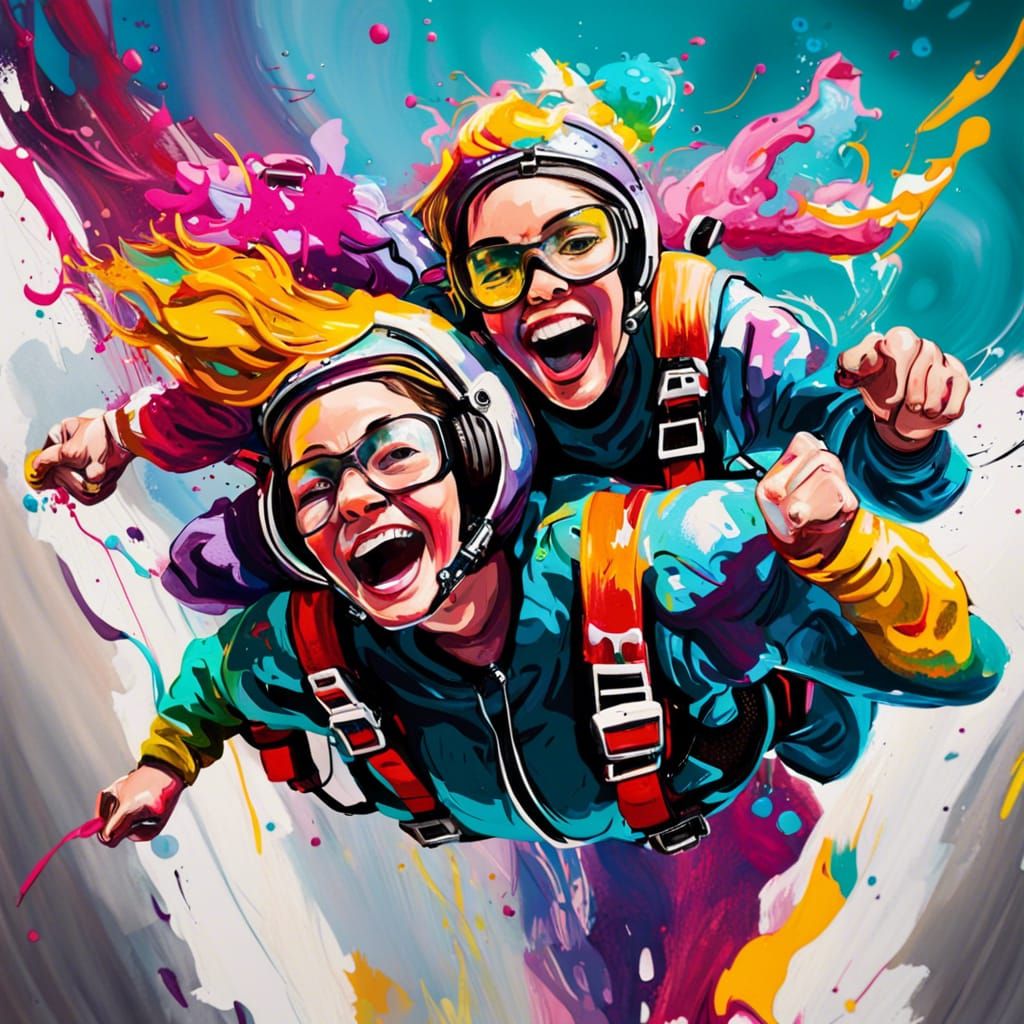 Two friends skydiving together  by @YT