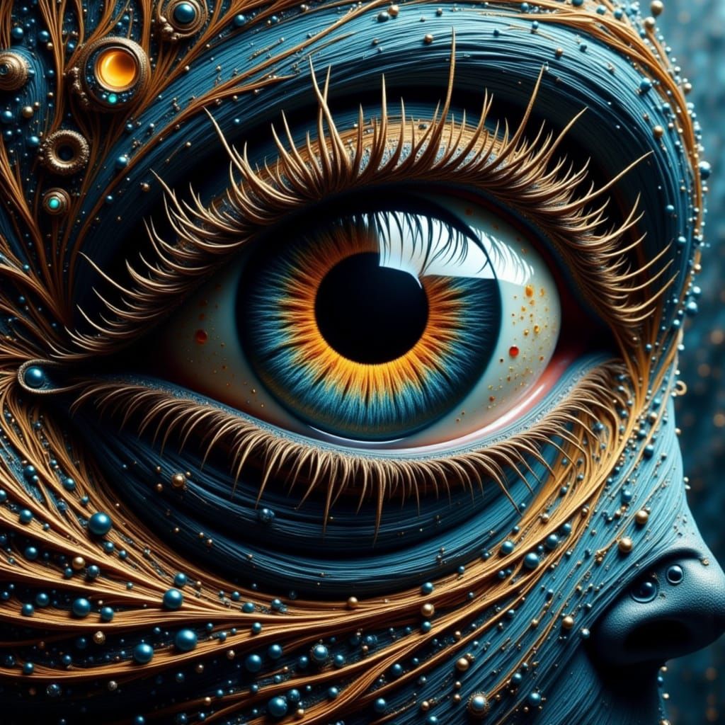 Surreal Glitched Cityscape Dominated by an Electric Eye