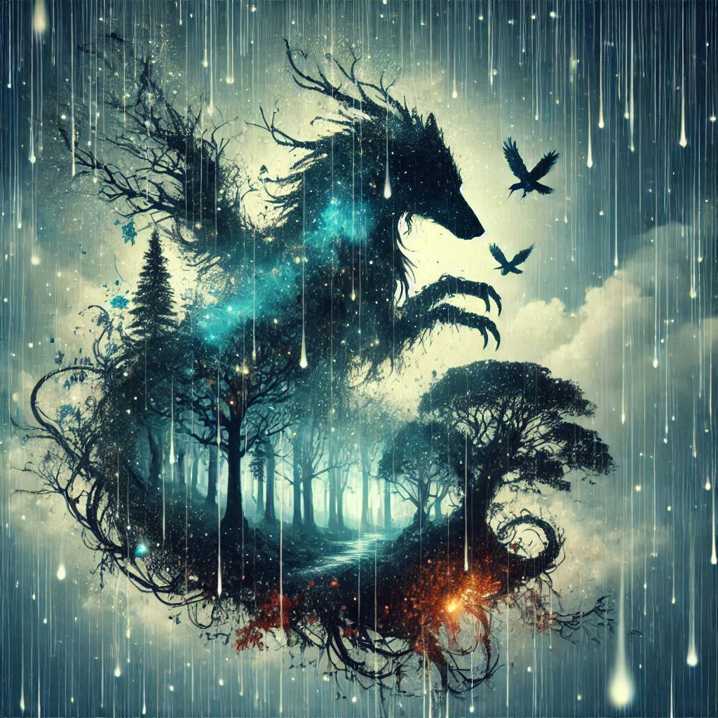 double exposure beautiful fantasy DALL-E 3 portrait landscape..