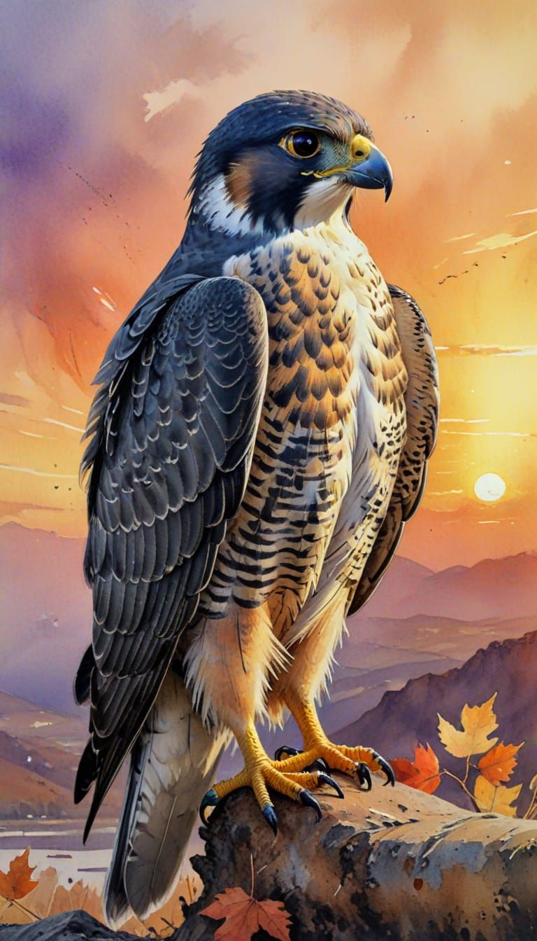 Peregrine falcon at Sunset  by @The_Cat_Herder