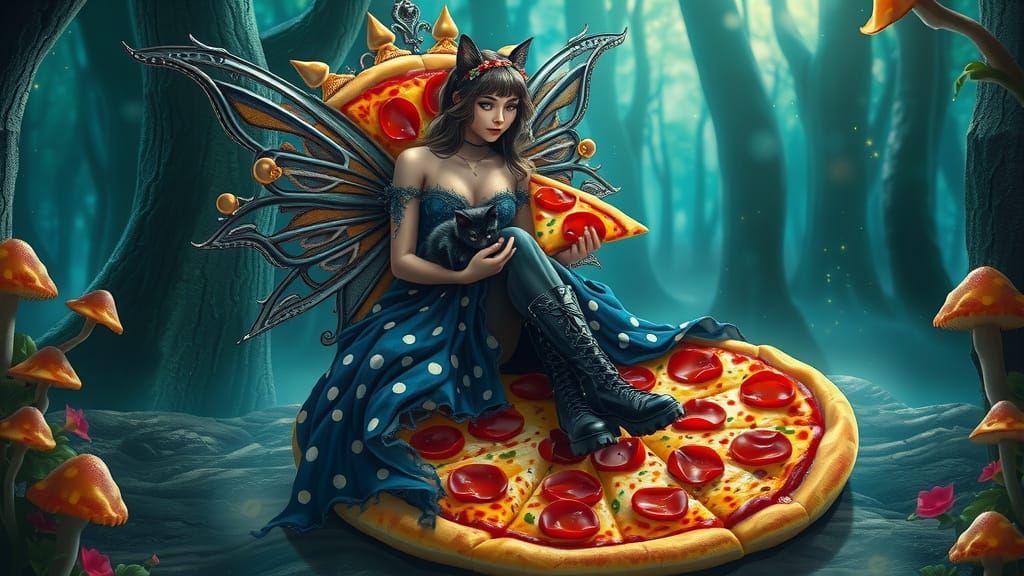 Gothic Fairy on her Pizza Throne