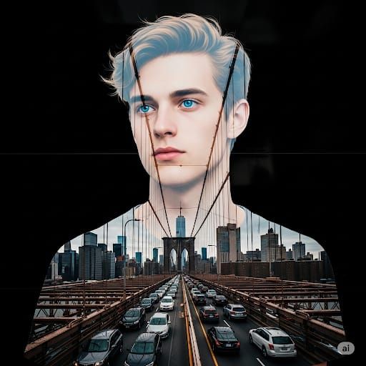 חשיפה כפולה של אדם וניו יורק