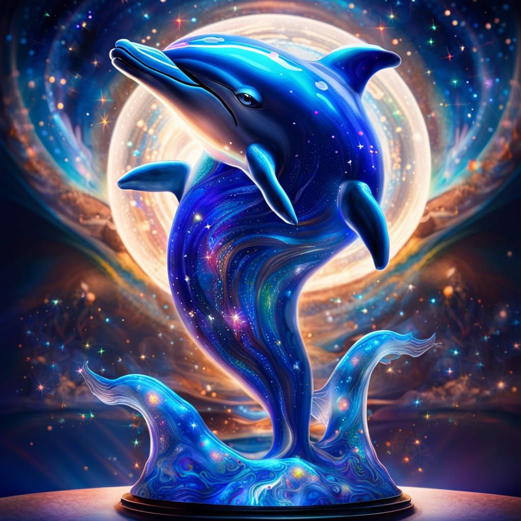 Mutant dolphin blown glass