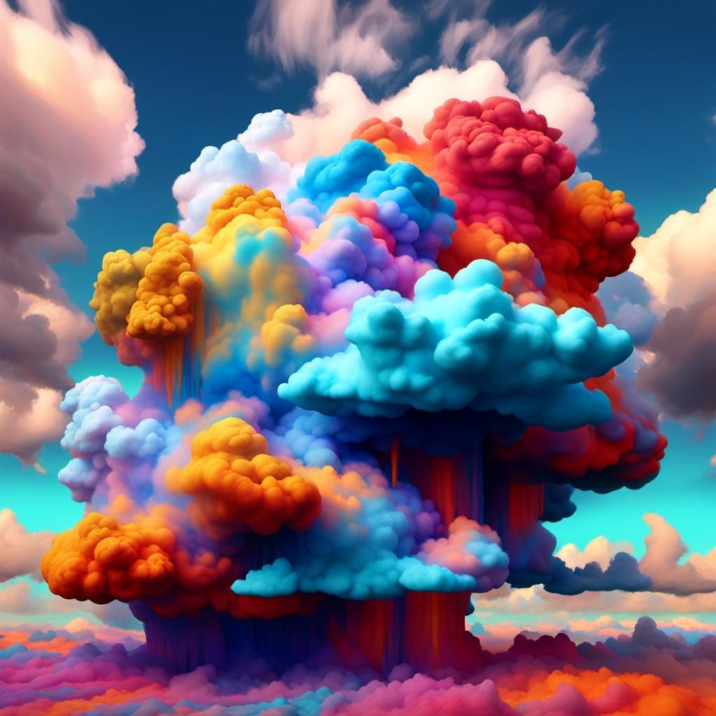 Surreal Digital Cloud Sculpture in Impasto Style